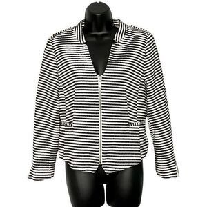 H&M Sz10 Black, White, Gold Hip-length Striped Cotton Jacket